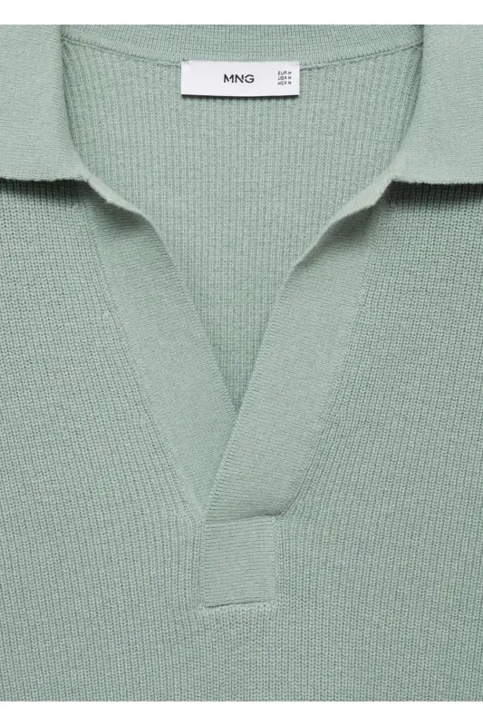 Wool blend knitted polo sweater - 8