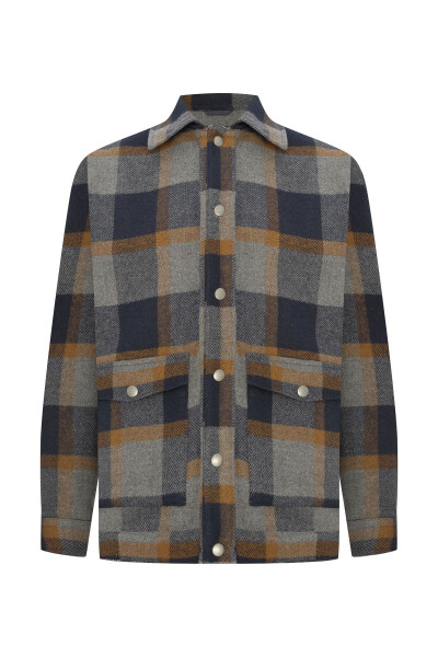 WOOL BLEND PLAID CASUAL JACKET - 1