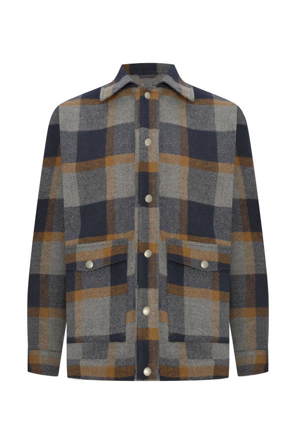 WOOL BLEND PLAID CASUAL JACKET - 1