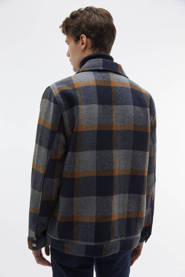 WOOL BLEND PLAID CASUAL JACKET - 3