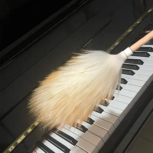 Wool Lambswool Tozalash Cho'tkasi Duster, Yog'och Dasta, Osish Arqoni, Anti-Statik, Qulay Tutqichlar, Piano, Gitara va Boshqa Torli Asboblar va Ofis, Uy va Mashina va h.k. uchun - 2