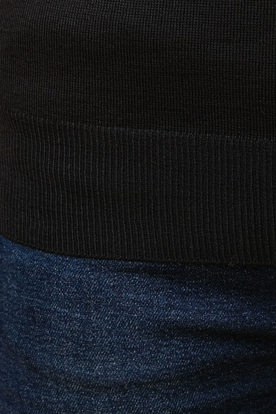 Wool Sleeveless Knit Sweater - Black - 5