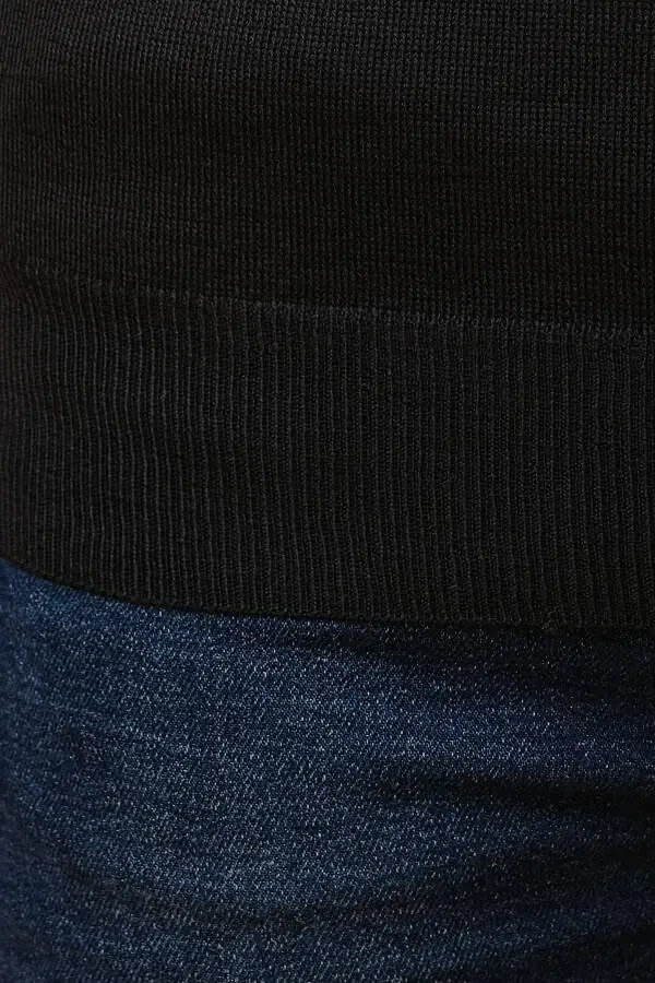 Wool Sleeveless Knit Sweater - Black - 5