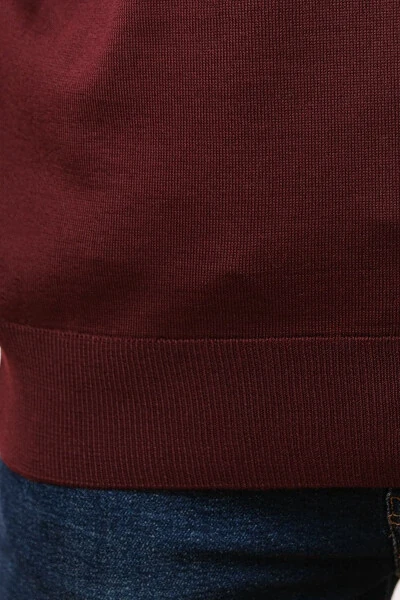 Wool Sleeveless Knit Sweater - Burgundy - 5