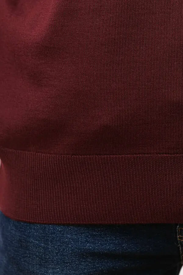 Wool Sleeveless Knit Sweater - Burgundy - 5