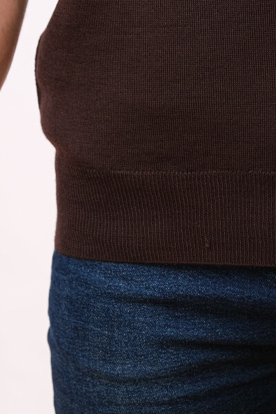 Wool Sleeveless Knit Sweater - Dark Brown - 5