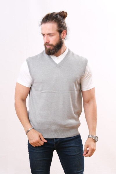 Wool Sleeveless Knit Sweater Light Gray 