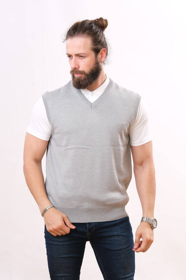 Wool Sleeveless Knit Sweater Light Gray - 1