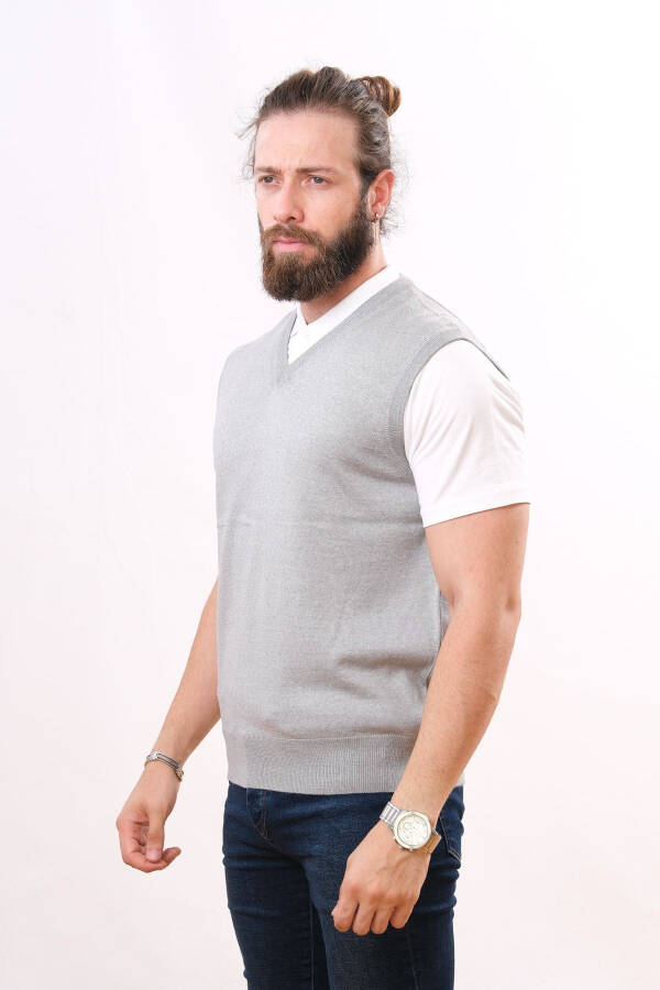 Wool Sleeveless Knit Sweater Light Gray - 2