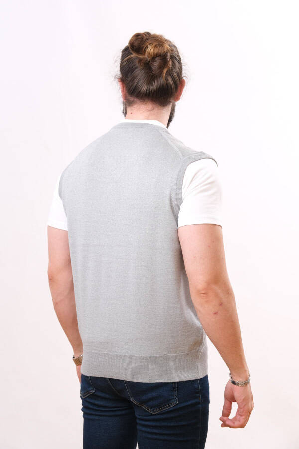 Wool Sleeveless Knit Sweater Light Gray - 4