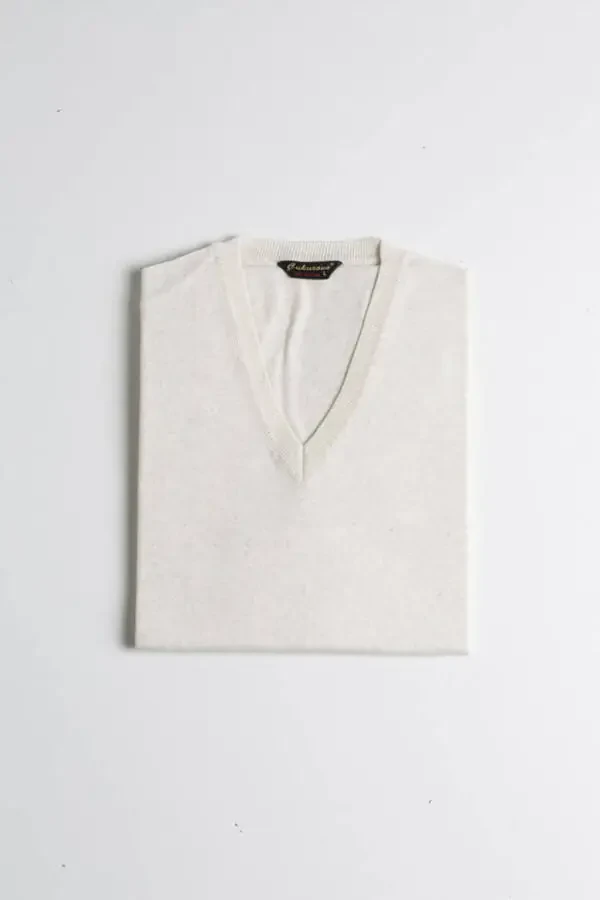 Wool Sleeveless Knit Sweater - Stone - Bone - 2