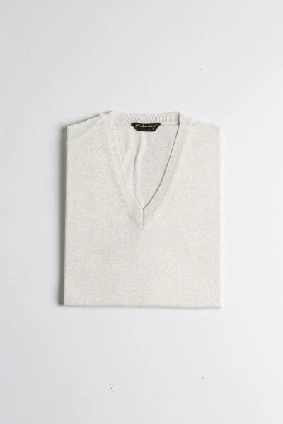 Wool Sleeveless Knit Sweater - Stone - Bone - 1