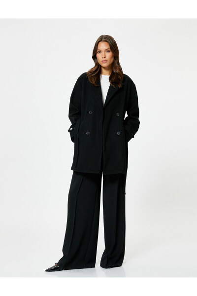 Woolen coat, belted, double breasted, with pocket details - 9