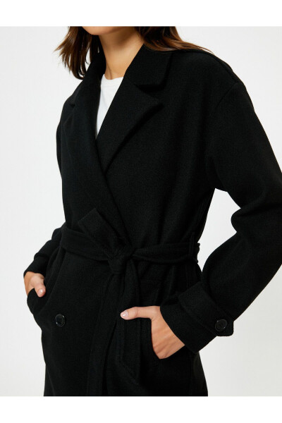 Woolen coat, belted, double breasted, with pocket details - 13