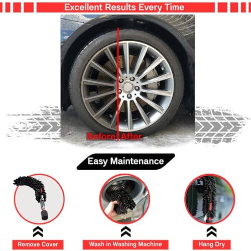 Woollywormit Wheel Cleaning Brush Car Detailing Kit - Rim Brush, Lug Nuts and Wheel Cleaner Brush Car Wash Kit - Tire Brushes for Cleaning Rims - Car Cleaning Supplies and Rim Cleaner Brush Set - 10