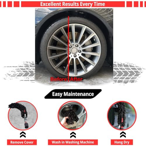 Woollywormit Wheel Cleaning Brush Car Detailing Kit - Rim Brush, Lug Nuts and Wheel Cleaner Brush Car Wash Kit - Tire Brushes for Cleaning Rims - Car Cleaning Supplies and Rim Cleaner Brush Set - 5