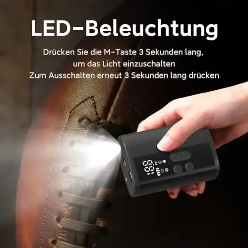 Woowind Ball Pump Elektr tokli basketbol to'pi nasosi, bosim o'lchagichli LED yoritgich va powerbank, futbol, ​​futbol, ​​sport to'plari uchun avtomatik portativ to'p puflagich to'p ignasi bilan. - 3