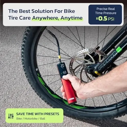 Woowind BP188 Bike Pump, The Pro Electric Bicycle Pump Tire Inflator Portable Air Compressor with Schrader, Presta and Dunlop Valve Adapters - 120~150PSI Options - 2