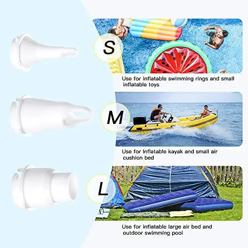 Woowind Electric Air Pump, Cordless Air Mattress Pump for Pool Floats, Swimming Rings, Air Bed, Air Sofa, Rechargeable Battery Powered - 3