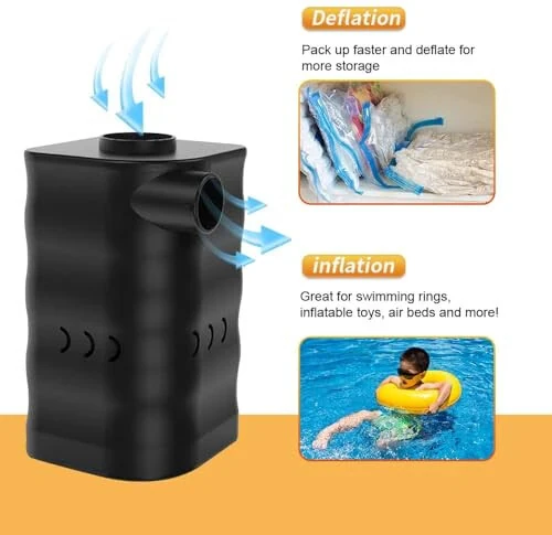Woowind Electric Air Pump, Cordless Air Mattress Pump for Pool Floats, Swimming Rings, Air Bed, Air Sofa, Rechargeable Battery Powered - 4