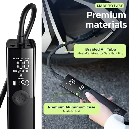 Woowind Premium Tire Inflator Portable Air Compressor, 2X Faster, 150PSI Air Pump For Car Tires, Tire Pump, with 12V DC Cord for Trucks & Off-Road Tires, Auto Shut-Off - 3