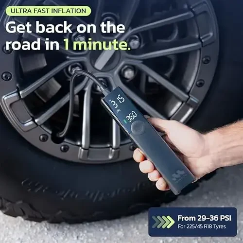 Woowind Premium Tire Inflator Portable Air Compressor, 2X Faster, 150PSI Air Pump For Car Tires, Tire Pump, with 12V DC Cord for Trucks & Off-Road Tires, Auto Shut-Off 