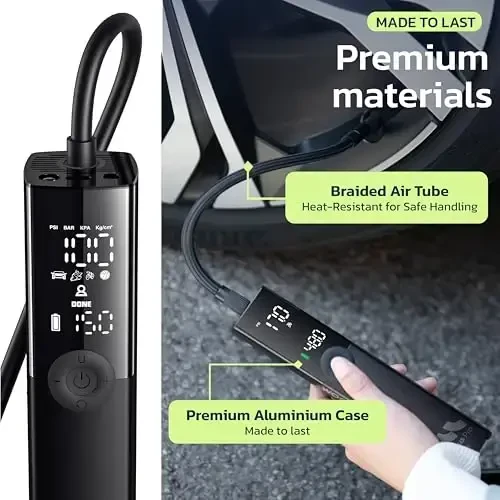 Woowind Premium Tire Inflator Portable Air Compressor, 2X Faster, 150PSI Air Pump For Car Tires, Tire Pump, with 12V DC Cord for Trucks & Off-Road Tires, Auto Shut-Off - 3
