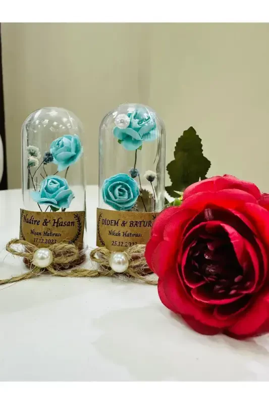 Word, Engagement, Henna, Wedding, Birthday, Mawlid, Wedding Candy Souvenir Gift Plastic Flower, 10 Pieces-Turquoise - 5