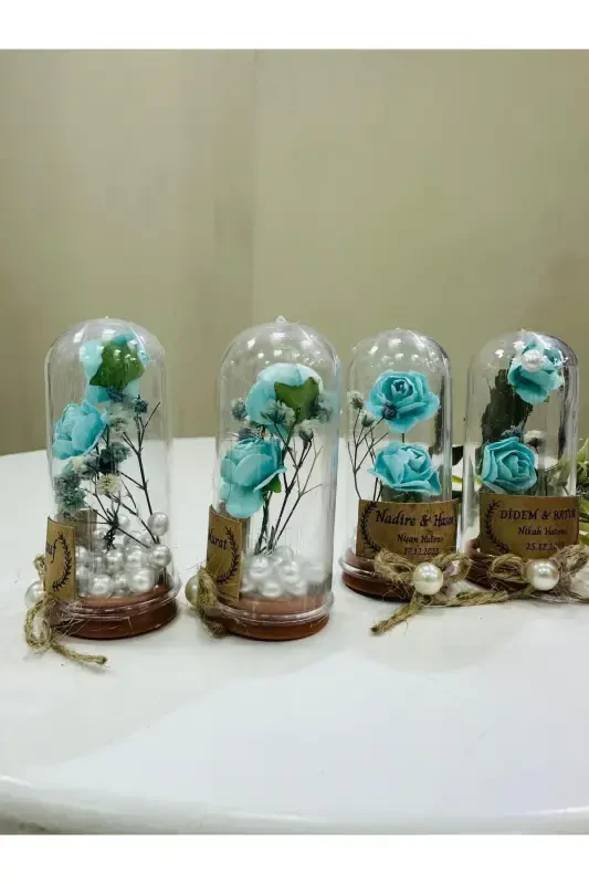 Word, Engagement, Henna, Wedding, Birthday, Mawlid, Wedding Candy Souvenir Gift Plastic Flower, 10 Pieces-Turquoise - 6