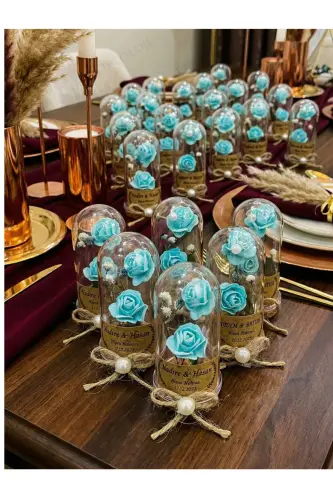 Word, Engagement, Henna, Wedding, Birthday, Mawlid, Wedding Candy Souvenir Gift Plastic Flower, 10 Pieces-Turquoise - DECOLOJI (1)