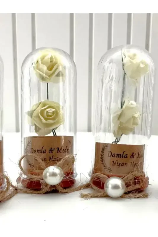 Word, Engagement, Henna, Wedding, Birthday, Mawlid, Wedding Candy Souvenir Keepsake Plastic Flower, 10 Pieces-White - 1