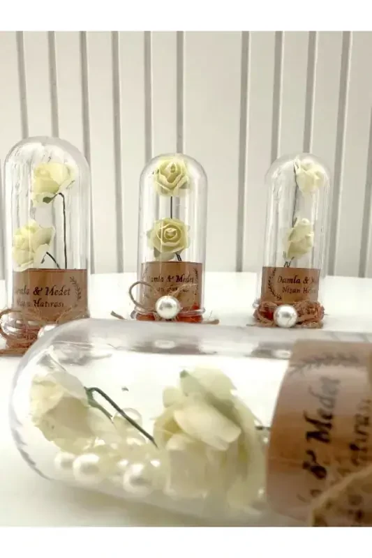 Word, Engagement, Henna, Wedding, Birthday, Mawlid, Wedding Candy Souvenir Keepsake Plastic Flower, 10 Pieces-White - 2