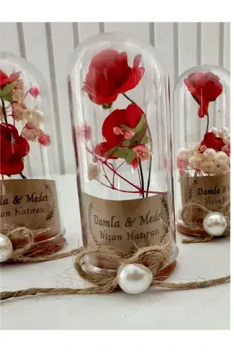 Word, Engagement, Henna, Wedding, Circumcision, Baby, Mevlut, Wedding Candy Souvenir Keepsake Plastic Flower, 10 Pieces-Red - DECOLOJI (1)