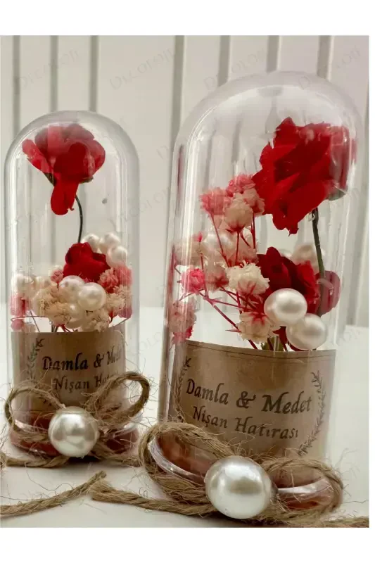 Word, Engagement, Henna, Wedding, Circumcision, Baby, Mevlut, Wedding Candy Souvenir Keepsake Plastic Flower, 10 Pieces-Red - 4