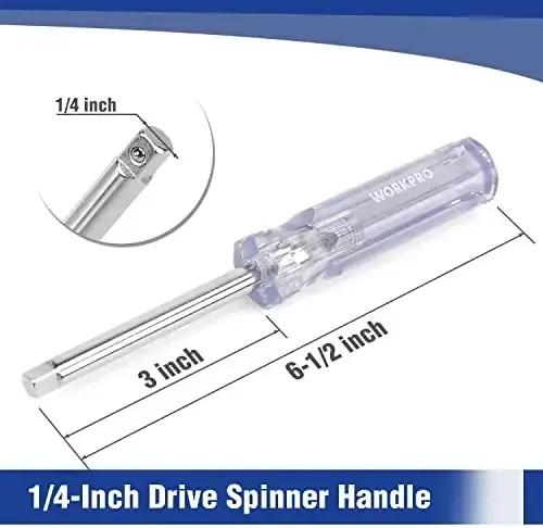 WORKPRO 39 dona haydovchi rozetkasi to'plami 1/4''3/8'', tez bo'shatuvchi kalit bilan CR-V metrik va imperial rozetkalari, avtomobil ta'miri uchun ixcham rozetkalar to'plami - 6
