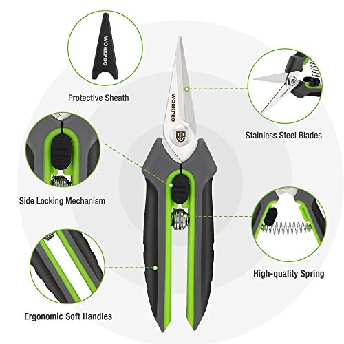 WORKPRO Garden Pruning Shears 2 Pack, 8” Bypass Pruning Shears and 6.25” Straight Garden Scissors, Premium Plant Shears, Garden Clippers Hand Tools for Cutting Flowers, Trimming Plants, Picking Fruits - 4