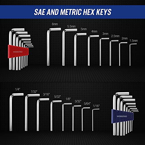 WORKPRO Mekanik Alet Seti ve Soket Seti, 192 Parça, SAE&Metrik, 1/2'', 1/4'', 3/8'' Sürücü Soketli Tornavida Seti, Kalıplanmış Kutu ile - 6