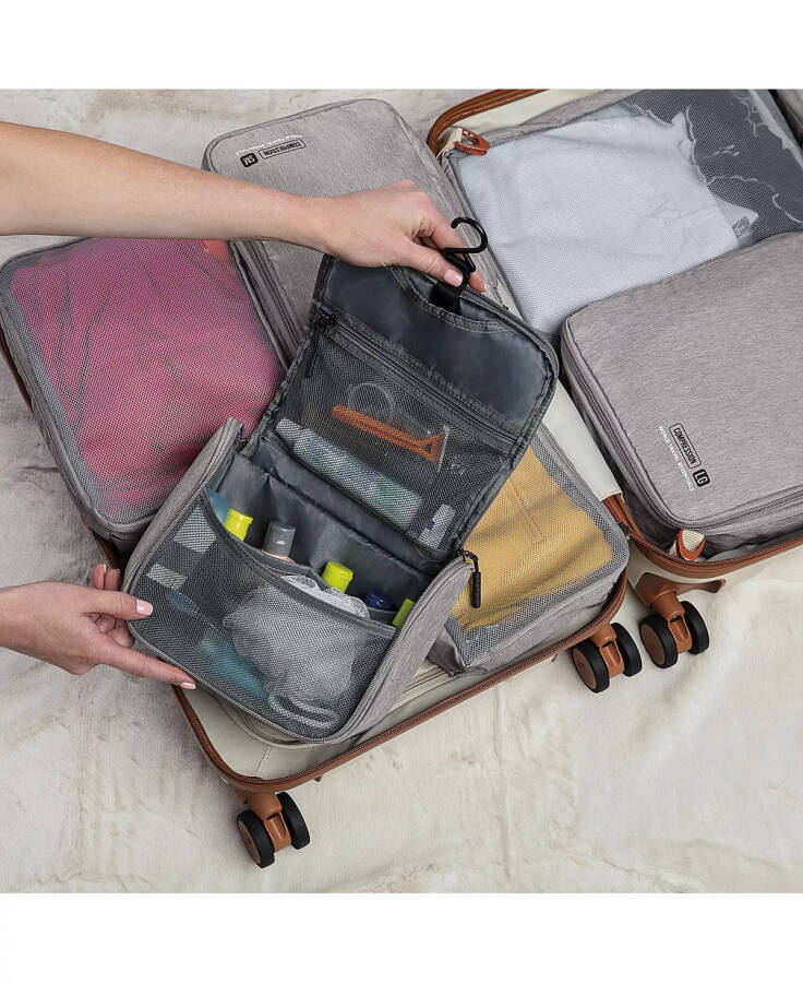 World Travel Essentials Hanging Toiletry Case Gray Heath - 22