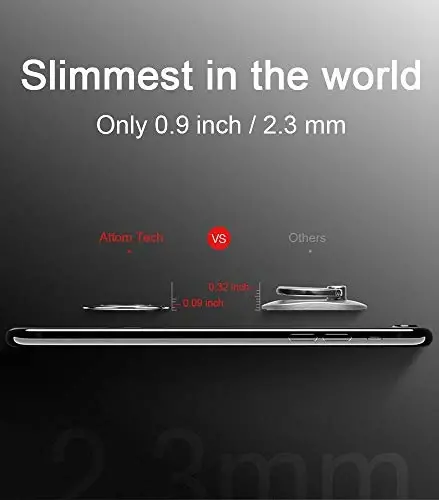 World's Slimmest Phone Ring Holder, Attom Tech Tomorotec Ultra Thin Cell Phone Ring Stand for Magnetic Car Mount Hook Compatible for iPhone Samsung Smartphone Accessories (Pink) - ATTOM TECH (1)