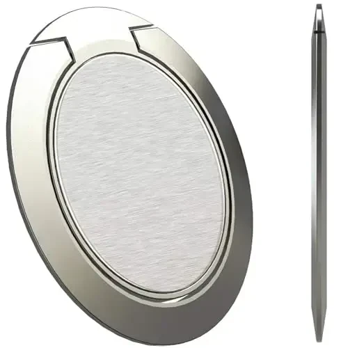 World's Slimmest Phone Ring Holder, Attom Tech Tomorotec Ultra Thin Cell Phone Ring Stand for Magnetic Car Mount Hook Compatible for iPhone Samsung Smartphone Accessories (Silver-Grey) - ATTOM TECH
