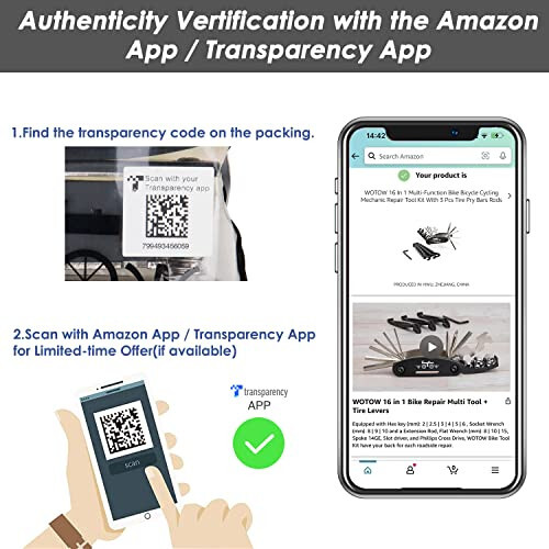 WOTOW Bisiklet Tamir Araç Seti, 16'da 1 Bisiklet Çok Amaçlı Araç, Bisiklet Lastik Kaldırıcıları Altıgen Teker Anahtarı, Yol Dağ Bisikletleri İçin Çok Fonksiyonlu Aksesuar Seti - 4
