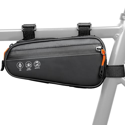 WOTOW Top Tube Bike Bag - 3 Ways Installation Water Resistant Reflective Bicycle Front Frame Bag with Two Side Pockets, Ebike Cycling Triangle Bag Pouch Accessories for MTB Road Travel (1.2L) - 2