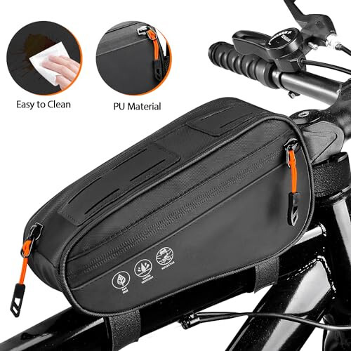 WOTOW Top Tube Bike Bag - 3 Ways Installation Water Resistant Reflective Bicycle Front Frame Bag with Two Side Pockets, Ebike Cycling Triangle Bag Pouch Accessories for MTB Road Travel (1.2L) - 10