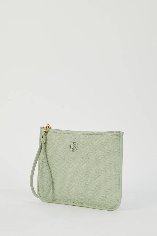 Woven Sea Green Women's Portfolio & Clutch Bag 05PO23Y1713 - 3