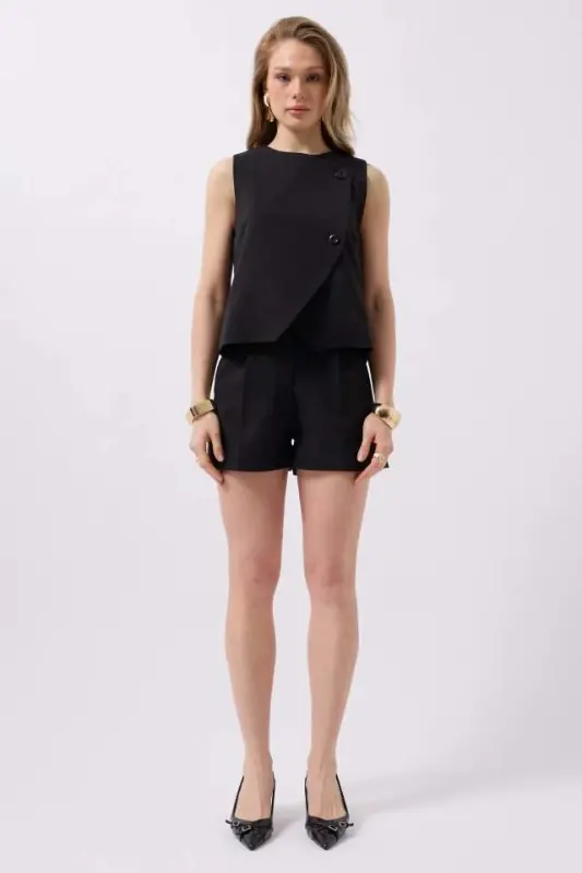 Woven Vest with Side Buttons - 2