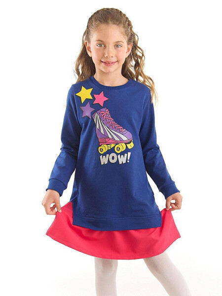 Wow Skate Girl's Navy Pink Dress - 1