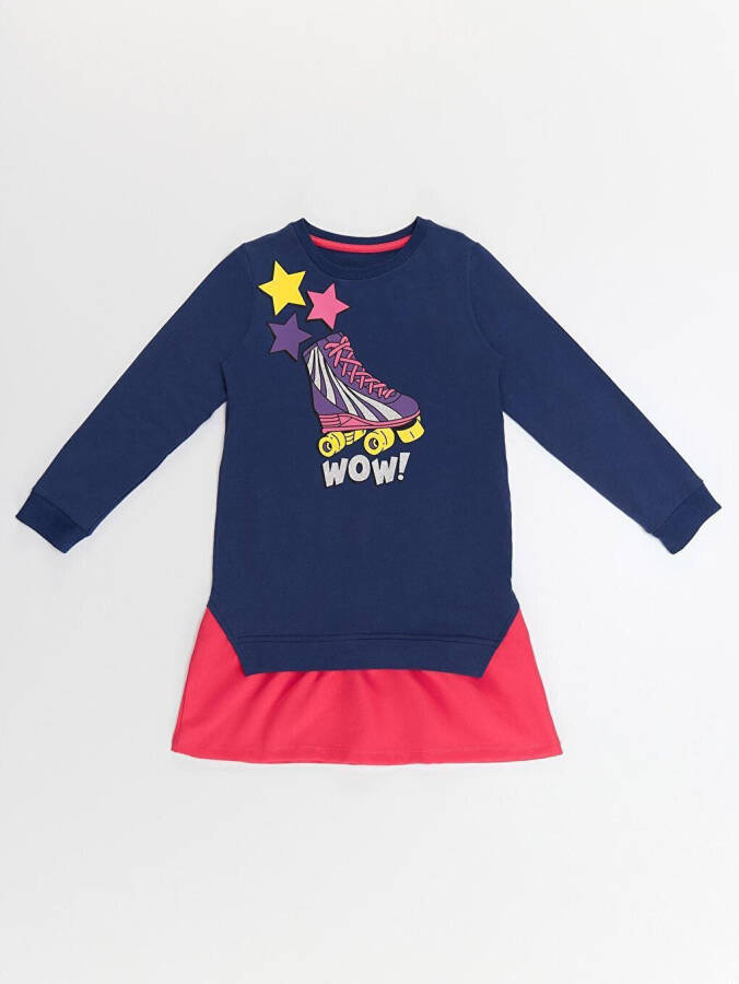 Wow Skate Girl's Navy Pink Dress - 8