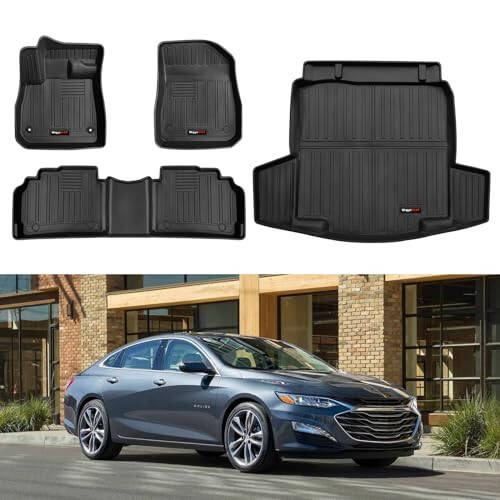 Wqyimat Custom All Weather Floor Mats and Cargo Trunk Liner for 2016-2024 Chevy Malibu Accessories TPE Rubber Protection Mat,for Chevrolet Malibu Floor Liner Set - 1