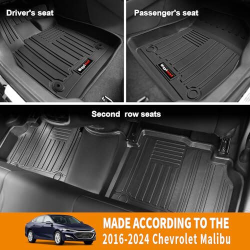 Wqyimat Custom All Weather Floor Mats and Cargo Trunk Liner for 2016-2024 Chevy Malibu Accessories TPE Rubber Protection Mat,for Chevrolet Malibu Floor Liner Set - 2