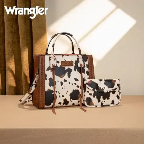 Wrangler ayollar uchun Tote Bag G'arbiy sigir terisi hamyon va hamyonlar to'plami - 6